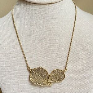 Lia Sophia Family Tree leaf leaves pendant necklace in antiqued matte goldtone